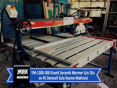 YM-1300-300 Granit Seramik Mermer İçin Düz ve 45 Dereceli Sulu Kesme Makinesi